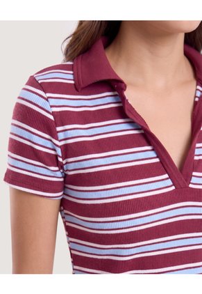 Polo Cropped  Para Mujer Vino Ostu