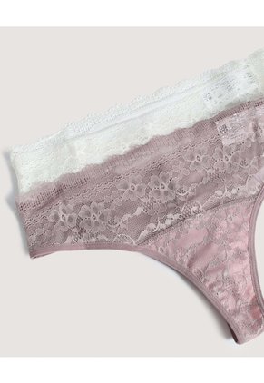 Panty Brasilera Encaje Pack X2  Para Mujer Negro Ostu
