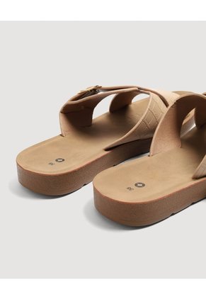 Sandalias Cruzadas Con Hebilla Para Mujer Café Ostu