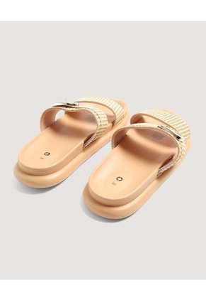 Sandalias Doble Tira Texturizada  Para Mujer Beige Ostu
