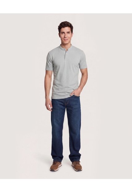 Polo Cuello Mao Regular  Para Hombre Gris Ostu