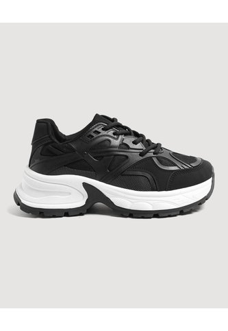 Tenis Chunky Sport Black  Para Mujer Negro Ostu Ostu