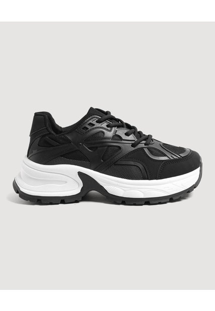 Tenis Chunky Sport Black  Para Mujer Negro Ostu