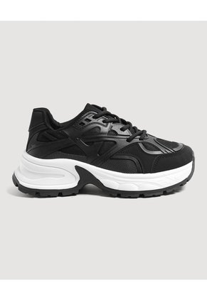 Tenis Chunky Sport Black Para Mujer Negro Ostu