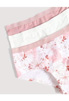 Panty Hipster Floral Pack X3  Para Mujer Negro Ostu