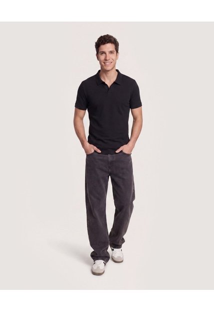 Polo Essential Regular  Para Hombre Negro Ostu