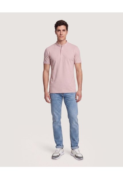 Polo Cuello Mao Regular  Para Hombre Rosa Ostu
