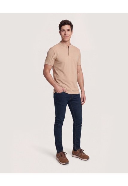Polo Cuello Mao Regular  Para Hombre Café Ostu