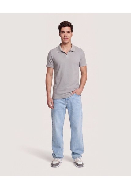 Polo Essential Regular  Para Hombre Gris Ostu