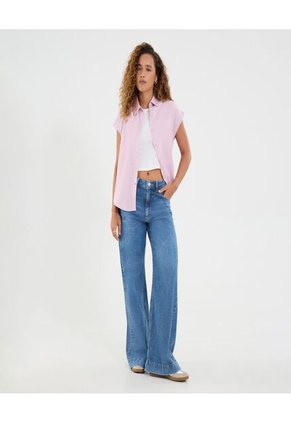 Jean Para Mujer Wide-Leg Color Azul Marca Ostu #40160579