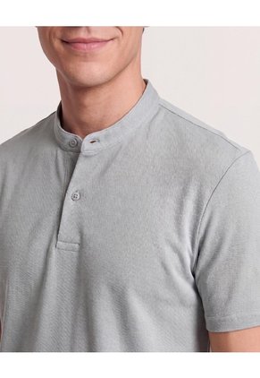 Polo Cuello Mao Regular Para Hombre Gris Ostu