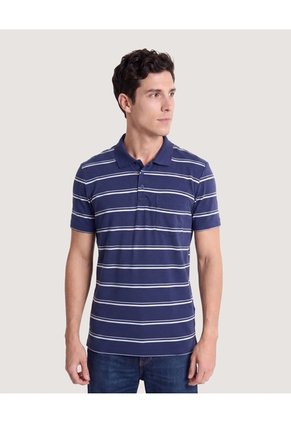 Polo Tejida A Rayas  Para Hombre Azul Ostu