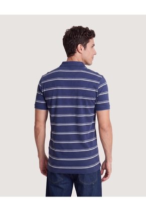 Polo Tejida A Rayas  Para Hombre Azul Ostu