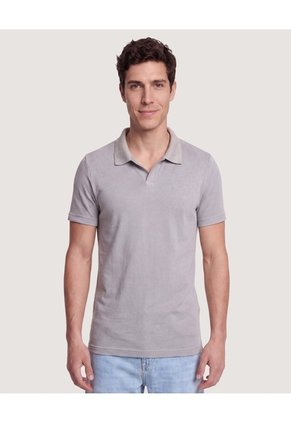 Polo Essential Regular  Para Hombre Gris Ostu