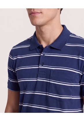 Polo Tejida A Rayas  Para Hombre Azul Ostu