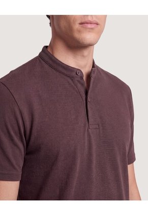 Polo Cuello Mao Regular Para Hombre Café Ostu