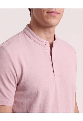 Polo Cuello Mao Regular  Para Hombre Rosa Ostu