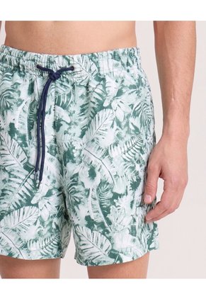 Pantaloneta De Baño Estampada Para Hombre Verde Ostu