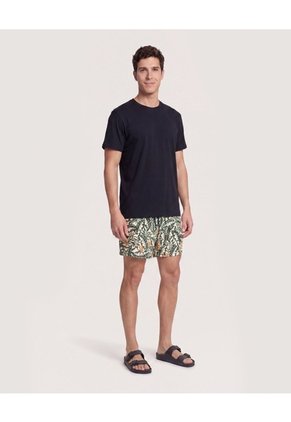 Pantaloneta De Baño Estampada Para Hombre Crema Ostu