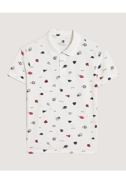 Polo  Infantil Niño Manga Corta Color Crema Marca Ostu #80110121