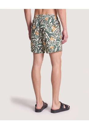 Pantaloneta De Baño Estampada Para Hombre Crema Ostu
