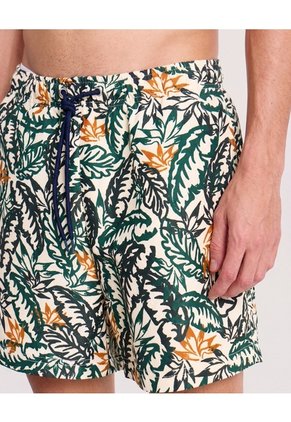 Pantaloneta De Baño Estampada Para Hombre Crema Ostu