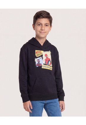 Buzo Con Capota Spider-Man Retro Para Niño Infantil Niño Negro Ostu