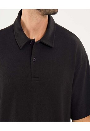 Polo Para Hombre Cuello Maquina Sin Bolsillo Color Negro Marca Ostu #60110782