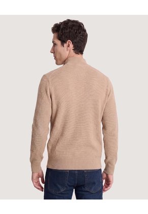 Saco Tejido Con Cremallera Para Hombre Beige Ostu