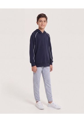 Buzo Deportivo Con Lienas En Contraste Para Niño Infantil Niño Azul Ostu