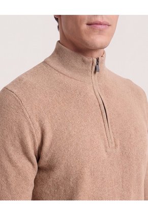 Saco Tejido Con Cremallera Para Hombre Beige Ostu