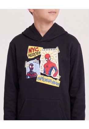 Buzo Con Capota Spider-Man Retro Para Niño Infantil Niño Negro Ostu
