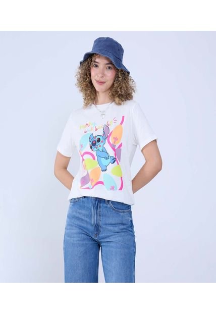 Camiseta Para Mujer Manga Corta Color Crema Marca Ostu #40092361