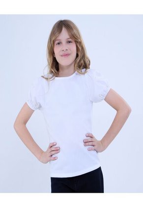 Blusa Para Niña Manga Corta Color Blanco Marca Ostu #90120048