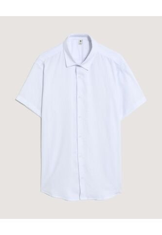 Camisa  Para Hombre Manga Corta Sin Bolsillo Cuello C Color Blanco Marca Ostu #60010904 Ostu