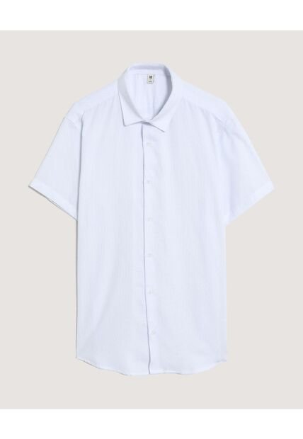 Camisa  Para Hombre Manga Corta Sin Bolsillo Cuello C Color Blanco Marca Ostu #60010904
