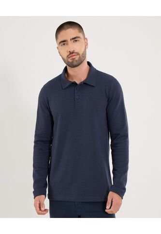 Polo  Para Hombre M/L Cuello Maquina Sin Bolsillo Color Azul Marca Ostu #60110860 Ostu