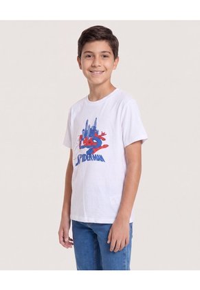 Camiseta Spider-Man En La Ciudad Para Niño Infantil Niño Blanco Ostu