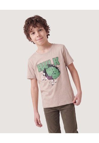 Camiseta Manga Corta Con Hulk  Infantil Niño Beige Ostu Ostu
