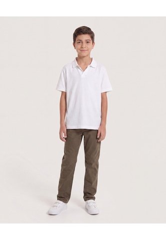 Polo Básico Cuello V Para Niño  Infantil Niño Crema Ostu Ostu