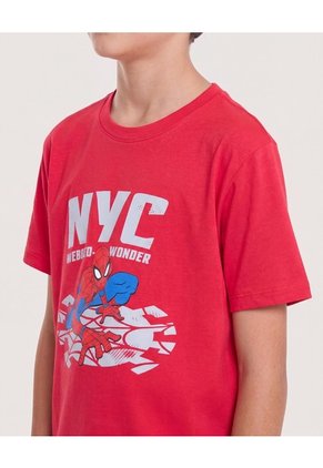 Camiseta Spider-Man Nyc Hero Para Niño  Infantil Niño Rojo Ostu