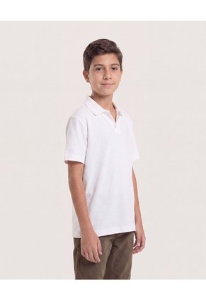 Polo Básico Cuello V Para Niño Infantil Niño Crema Ostu