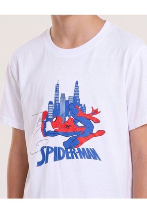 Camiseta Spider-Man En La Ciudad Para Niño Infantil Niño Blanco Ostu