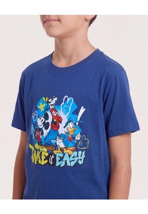 Camiseta Mickey Y Amigos Take It Easy Para Niño Infantil Niño Azul Ostu