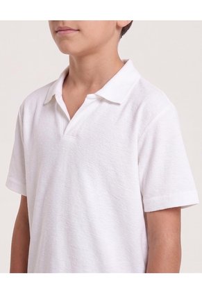 Polo Básico Cuello V Para Niño Infantil Niño Crema Ostu
