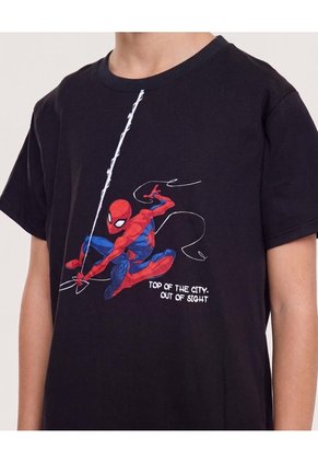 Camiseta Spider-Man Acción En Red Para Niño  Infantil Niño Negro Ostu