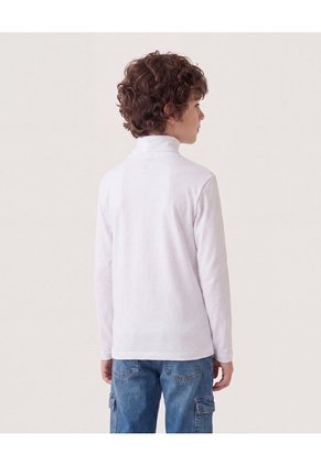 Camiseta Cuello Tortuga Básica Para Niño  Infantil Niño Blanco Ostu