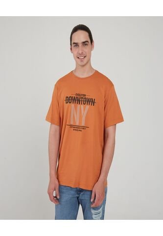 Camiseta Para Hombre Manga Corta Color Café  Marca Ostu #60091049 Ostu