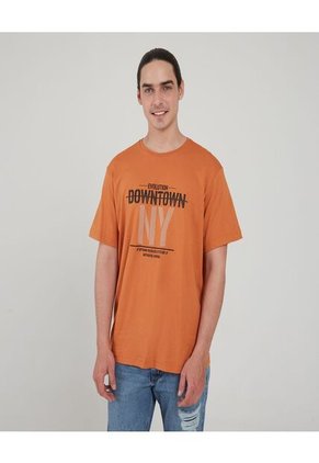 Camiseta Para Hombre Manga Corta Color Café  Marca Ostu #60091049