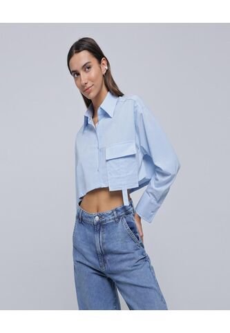 Camisa Para Mujer Manga Larga Color Celeste Marca Ostu #40010234 Ostu